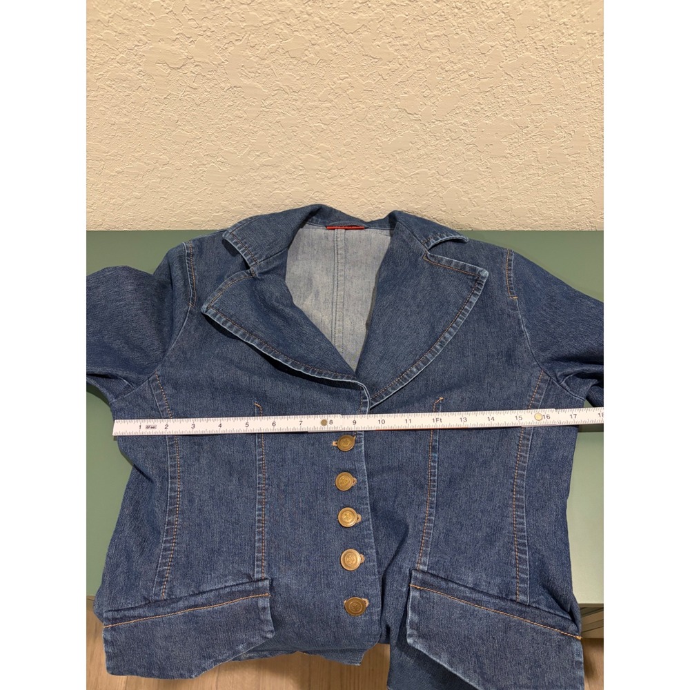 Taifun Collection Womens Denim Blazer Jacket Blue Medium Wash Size 6 Tailored - Picture 6 of 7